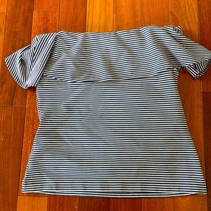 Ann Taylor nautical off shoulder tshirt small